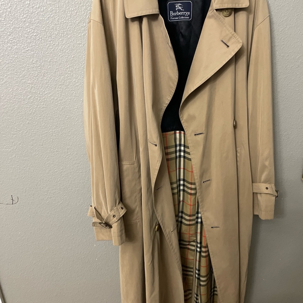 Burberry Prorsum Khaki Cotton Double Breast Trench Coat Wool Liner 42R 52" Chest